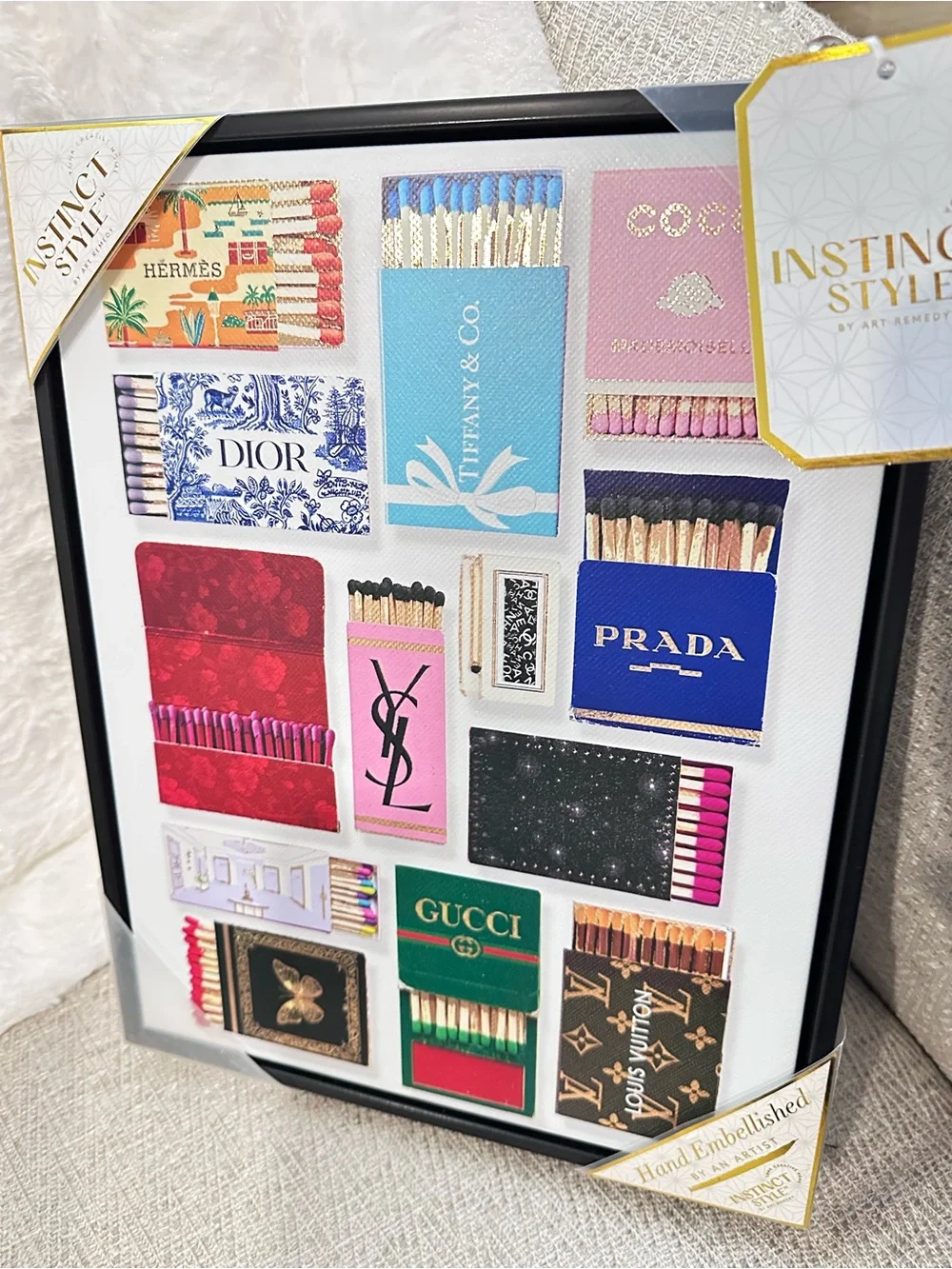 Luxury Designer Matchbooks Canvas Art with Black Frame 11” x 14”